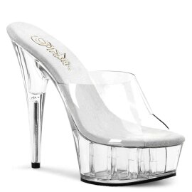 Pleaser Mules DELIGHT-601 Transparent Argent EU-35/US-5