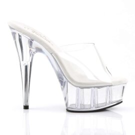 Pleaser Mules DELIGHT-601 Transparent Argent EU-35/US-5
