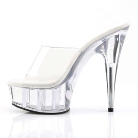 Pleaser Mules DELIGHT-601 Transparent Argent EU-38/US-8
