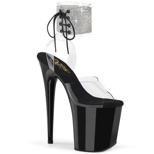 Pleaser FLAMINGO-891-2RS Sandales à plateforme Transparent Noir EU-36 / US-6