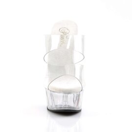 Pleaser Mules DELIGHT-602 Transparent Argent EU-40/US-10