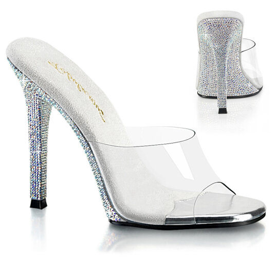 Fabulicious GALA-01DM Mules Transparent Strass Argent EU-41 / US-11