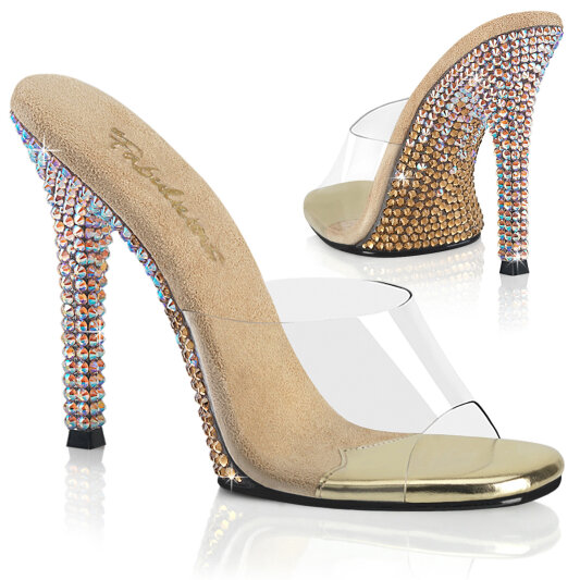 Fabulicious GALA-01DMM Mules Transparent Strass Or EU-35 / US-5