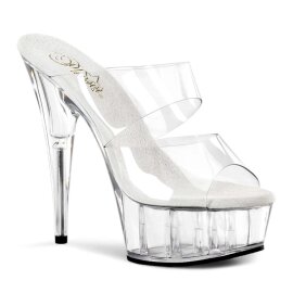 Pleaser Mules DELIGHT-602 Transparent Argent EU-37/US-7