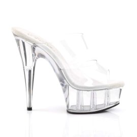 Pleaser Mules DELIGHT-602 Transparent Argent EU-37/US-7