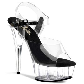 Pleaser Sandales DELIGHT-608 Transparent Noir EU-40/US-10