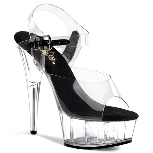 Pleaser Sandales DELIGHT-608 Transparent Noir EU-37/US-7