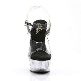 Pleaser Sandales DELIGHT-608 Transparent Noir EU-38/US-8