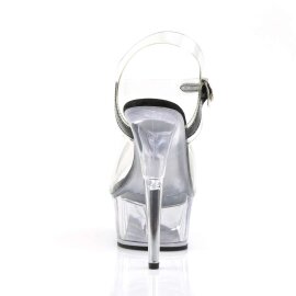 Pleaser Sandales DELIGHT-608 Transparent Noir EU-38/US-8