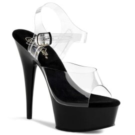 Pleaser Sandales DELIGHT-608 Transparent Noir EU-41/US-11