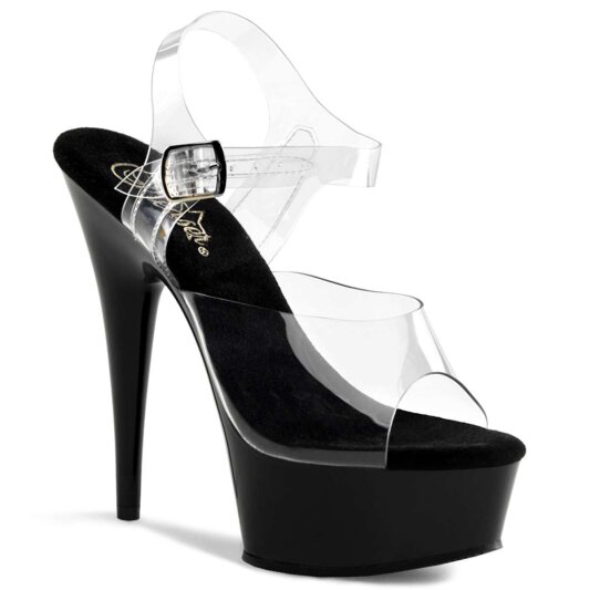 Pleaser Sandales DELIGHT-608 Transparent Noir EU-37/US-7