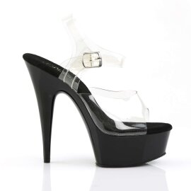 Pleaser Sandales DELIGHT-608 Transparent Noir EU-37/US-7