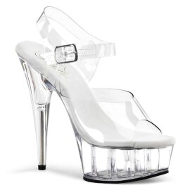 Pleaser Sandales DELIGHT-608 Transparent Argent EU-40/US-10