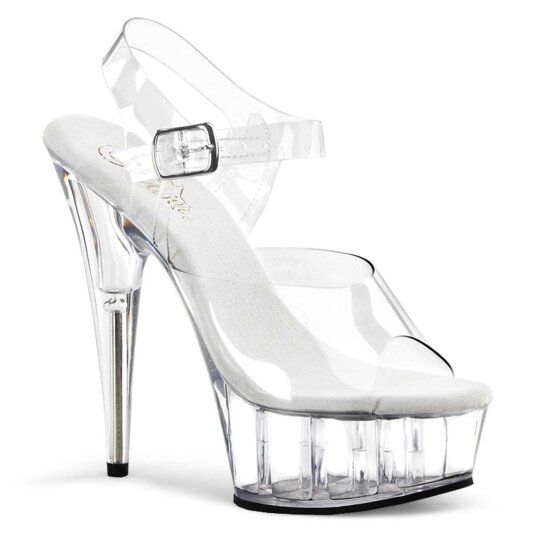 Pleaser Sandales DELIGHT-608 Transparent Argent EU-38/US-8