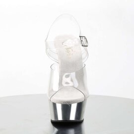 Pleaser Sandales DELIGHT-608 Transparent Argent Chrome EU-37/US-7