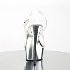 Pleaser Sandales DELIGHT-608 Transparent Argent Chrome EU-38/US-8
