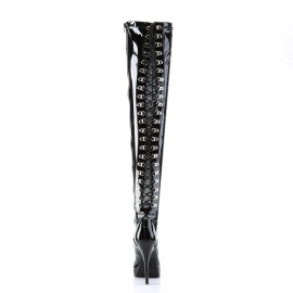 Devious INDULGE-3063 Cuissardes à plateforme Revêtement laqué Noir EU-40 / US-10