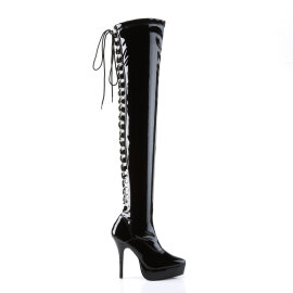 Devious INDULGE-3063 Cuissardes à plateforme Revêtement laqué Noir EU-40 / US-10