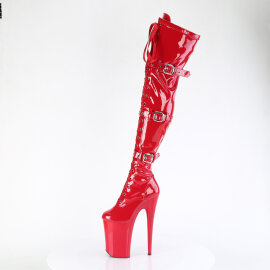 Pleaser INFINITY-3028 Cuissardes à plateforme Revêtement laqué Rouge EU-38 / US-8