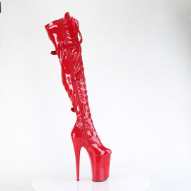 Pleaser INFINITY-3028 Cuissardes à plateforme Revêtement laqué Rouge EU-38 / US-8