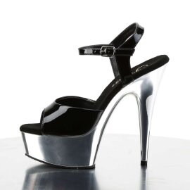 Pleaser Sandales DELIGHT-609 Noir Argent Chrome EU-35/US-5