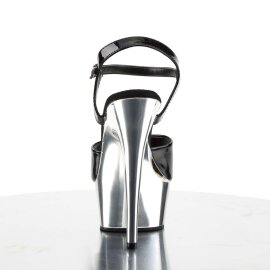 Pleaser Sandales DELIGHT-609 Noir Argent Chrome EU-35/US-5