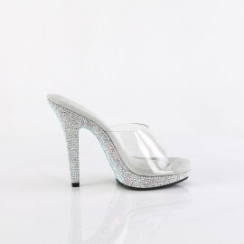 Fabulicious LIP-101DM Mules Transparent Strass Argent EU-35 / US-5