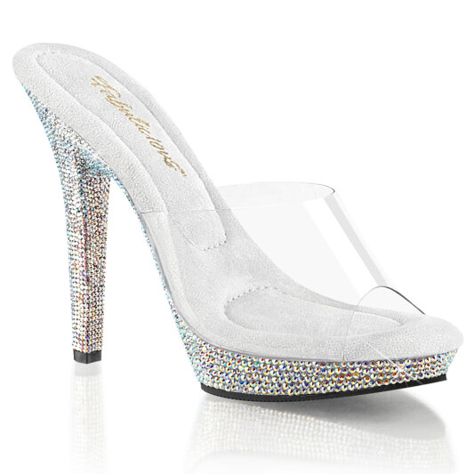 Fabulicious LIP-101DM Mules Transparent Strass Argent EU-38 / US-8