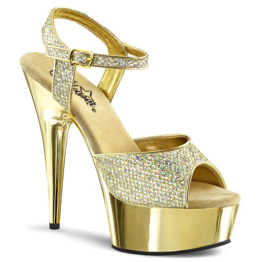 Pleaser Sandales DELIGHT-609G Or Multi Paillettes Chrome EU-41/US-11