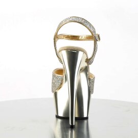 Pleaser Sandales DELIGHT-609G Or Multi Paillettes Chrome EU-35/US-5