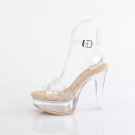 Fabulicious MARTINI-505 Sandales à plateforme Transparent Beige EU-36 / US-6