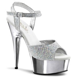 Pleaser Sandales DELIGHT-609G Argent Multi Paillettes...