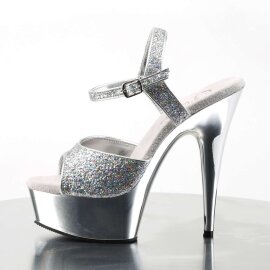 Pleaser Sandales DELIGHT-609G Argent Multi Paillettes Chrome EU-41/US-11