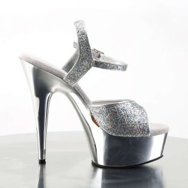 Pleaser Sandales DELIGHT-609G Argent Multi Paillettes Chrome EU-36/US-6