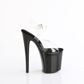 Pleaser NAUGHTY-808 Sandales à plateforme Transparent Noir EU-37 / US-7