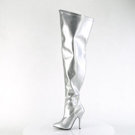 Pleaser SEDUCE-3000WC Cuissardes Métallique Similicuir Argent EU-38 / US-8
