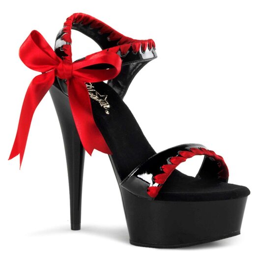Pleaser Sandales DELIGHT-615 Noir Rouge EU-37/US-7