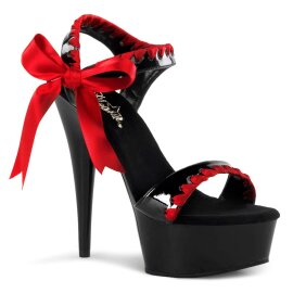 Pleaser Sandales DELIGHT-615 Noir Rouge EU-38/US-8