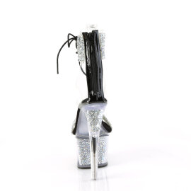 Pleaser SKY-327RSI Sandales à plateforme Strass Argent Noir EU-35 / US-5