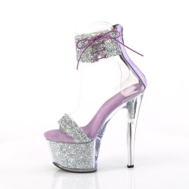 Pleaser SKY-327RSI Sandales à plateforme Strass Argent Lavande EU-39 / US-9