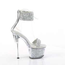 Pleaser SKY-327RSI Sandales à plateforme Strass Argent EU-35 / US-5
