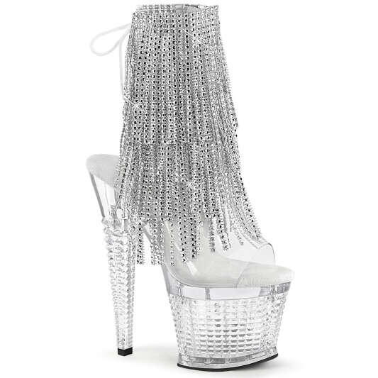 Pleaser SPECTATOR-1017RSF Sandales à plateforme Transparent Strass Argent EU-37 / US-7