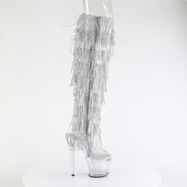 Pleaser SPECTATOR-3019C-RSF Cuissardes à plateforme Transparent Strass Argent EU-39 / US-9