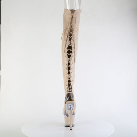 Pleaser SPECTATOR-3030 Cuissardes à plateforme Similicuir Transparent Beige EU-37 / US-7