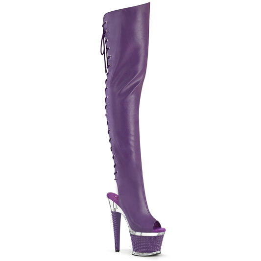 Pleaser SPECTATOR-3030 Cuissardes à plateforme Similicuir Transparent Lilas EU-37 / US-7