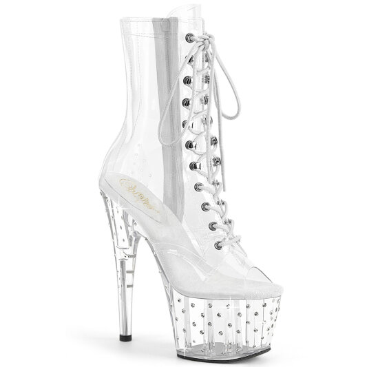 Pleaser STARDUST-1021C-7 Bottines à plateforme Transparent Strass EU-35 / US-5