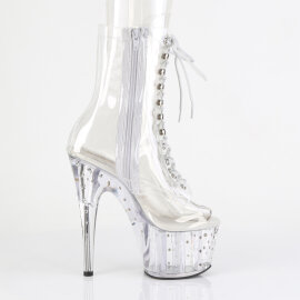 Pleaser STARDUST-1021C-7 Bottines à plateforme Transparent Strass EU-35 / US-5