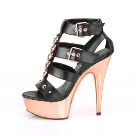 Pleaser Sandales DELIGHT-658 Noir Or Rose Chrome EU-37/US-7