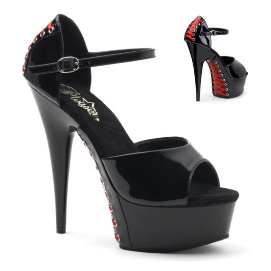 Pleaser Sandales DELIGHT-660FH Noir Rouge EU-42/US-12