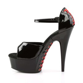 Pleaser Sandales DELIGHT-660FH Noir Rouge EU-36/US-6